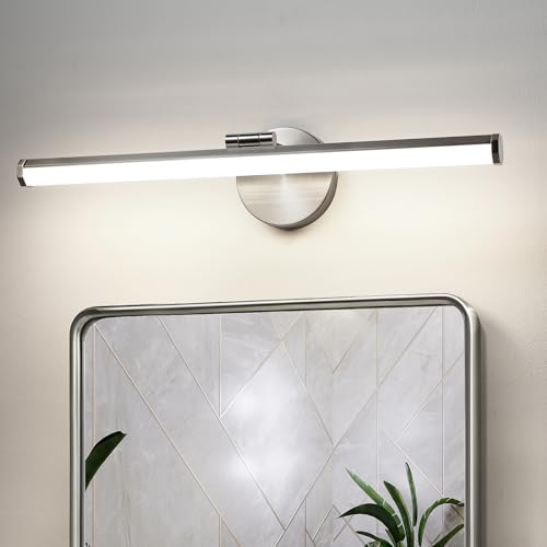 KAISITE Bathroom Light Fixture Over Mirror 22IN Brushed Nickel Vanity Lighting Fixture Dimmable LED Vanity Light Rotatable Modern Bathroom Light Bar 18W 3000K - color: Brushed Nickel, size: 22 Inch