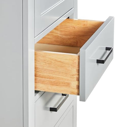 ARIEL Hepburn Bathroom Storage Cabinet - Solid Hevea Wood and Fully Assembled for Long-Lasting Durability and Sophisticated Finish, Freestanding Linen Bathroom Cabinet - 65”H x 20”W x 16”D, Grey - color: Grey, style: Hepburn