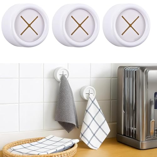 3-Piece Adhesive Towel Hook Set - White Silicone Claw Towel Holder for Kitchen, Bathroom, Outdoor Use - color: White