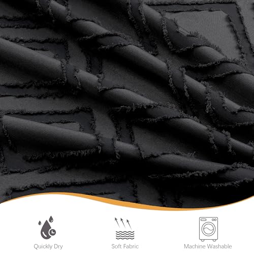 Black Shower Curtain, Jacquard Clip Fabric Boho Shower Curtains for Bathroom, Geometric Lightweight Fabric Bathroom Shower Curtain, Elegant Modern Luxury Hotel Style Design, 72" W x 84" L - color: Black, size: 72"W x 84"L (Pack of 1)