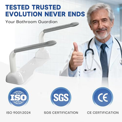 DOZAWA Toilet Safety Rails for Seniors, Heavy Duty Toilet Rails with Foldable Handles, Space-Saving Toilet Assist Arms, Toilet Bars for Elderly, Pregnant, Mobility Impaired, Support Up to 480LBS