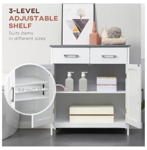 Bathroom Floor Cabinet, Freestanding Linen Tower, White Storage Organizer