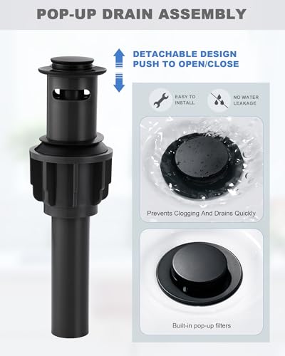 Bathroom Sink Faucet 3 Hole, 8 Inch Widespread Vanity Sink Faucets | Metal Zinc Alloy Gold&Black Bathroom Sink Faucet with Swivel Spout, Two Handles Lead-Free Tap with Drain and cUPC Supply Line - color: Black & Gold