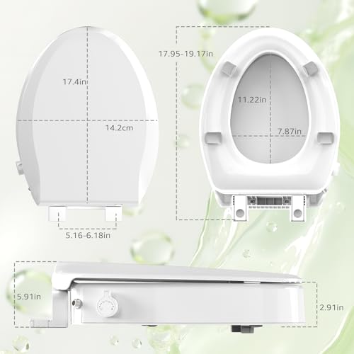 Aünsffer Raised Toilet Seat Bidet 2.91in, Elongated Bidet Toilet Seat, 3 Wash Mode, Soft Close & Quick Release, no Electric, Adjustable Anti-Slip Pad, Home/Commercial Use for Senior, 18.5inch, White