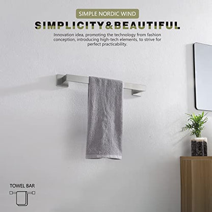 KOKOSIRI 16-Inch Single Towel Bar, Bathroom Kitchen Towel Holder, Wall Mounted SUS304 Stainless Steel Towel Rack, Brushed Nickel, B4003BR-L16 - color: Brushed Steel, size: 16-Inch