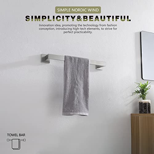 KOKOSIRI 16-Inch Single Towel Bar, Bathroom Kitchen Towel Holder, Wall Mounted SUS304 Stainless Steel Towel Rack, Brushed Nickel, B4003BR-L16 - color: Brushed Steel, size: 16-Inch