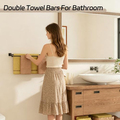 Alise Double Towel Bar,32" Towel Rack for Bathroom Wall Mounted,Matte Black | SUS304 Stainless Steel Bathroom Towel Holder, Quick Drying Towel Hanger Towel Rod, Useable Length 30.8" - color: Matte Black, size: 32-Inch(Joining Process)