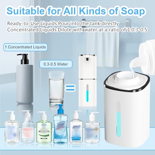 OHIFAST Automatic Liquid Soap Dispenser Touchless, USB Rechargeable Smart Hand Soap Dispenser, 9-Level Adjustable, Physical Button Operation, 13.5oz/400mL Wall Mounted for Bathroom Kitchen Dish Soap - style: LV9-Liquid