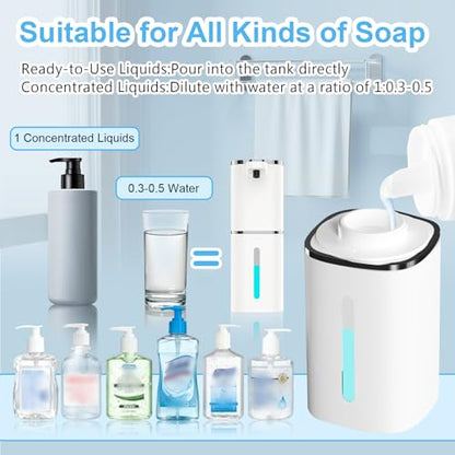 OHIFAST Automatic Liquid Soap Dispenser Touchless, USB Rechargeable Smart Hand Soap Dispenser, 9-Level Adjustable, Physical Button Operation, 13.5oz/400mL Wall Mounted for Bathroom Kitchen Dish Soap - style: LV9-Liquid