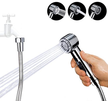 3 Mode Dog Shower Attachment with Long Hose & Outdoor Adapter | High Pressure, Built-In Silicone Massage Brush, 100" Extra-long Stainless Steel Kink-Resistant Hose, Easy Outdoor Setup