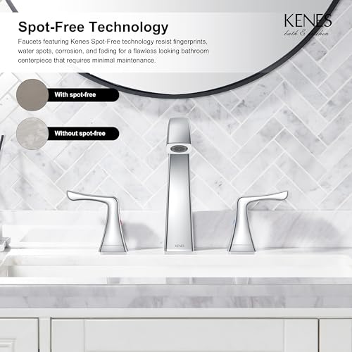 Bathroom Faucets for Sink 3 Hole, Chrome 8 Inch 2 Handle Widespread | Bathroom Vanity Faucet with Pop Up Drain & Supply Lines, Lead-Free cUPC & NSF Certified, 8 Inch Faucet for Vanity RV Sink - color: Chrome