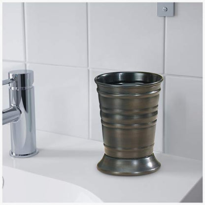 nu steel Bogart Metal Tumbler, Makeup Brush Holder and Toothbrush Cup for Bathroom, Countertop, Desk, Dorm, College, and Vanity-Oil Rubbed Bronze, 3.5 x 3.5 x 4.5