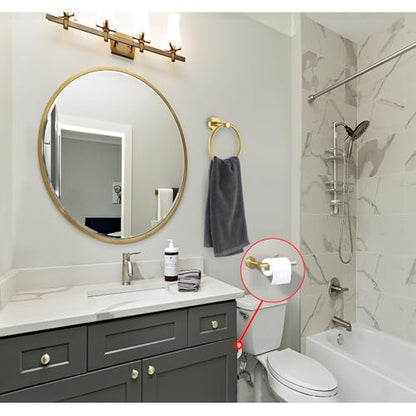 Brushed Gold Flip Toilet Paper Holder, Towel Ring Set 2 Pieces Hand Towel Holder for Bathroom Hardware Accessories Set SUS304 Stainless Steel Sturdy Wall Mount Bathroom Holder - color: Gold
