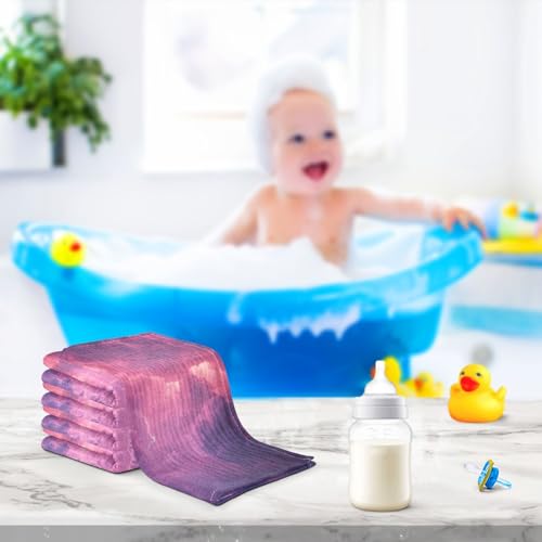 YETTASBIN Galaxy Muslin Baby Hand Washcloths, Soft Cotton Bath Face Towel, 4 Layers Extra Absorbent Feeding Burp Cloth for Newborn Infant, 5 Pack - size: 12 Inch x 5 Pack