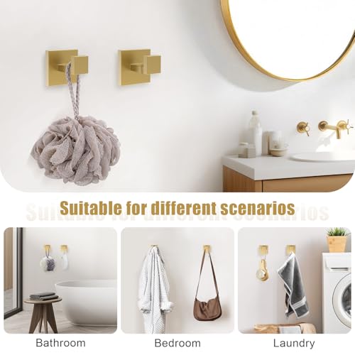 TQKAG Brushed Gold Bathroom Hardware Accessories Set 5 Pieces, Double Post Pivoting Toilet Paper Holder Set Stainless Steel Square Bathroom Towel Bar Holder Set Wall Mounted - color: Brushed Dark Gold, size: 5-Pieces Set