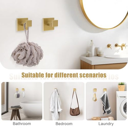 TQKAG Brushed Gold Bathroom Hardware Accessories Set 5 Pieces, Double Post Pivoting Toilet Paper Holder Set Stainless Steel Square Bathroom Towel Bar Holder Set Wall Mounted - color: Brushed Dark Gold, size: 5-Pieces Set