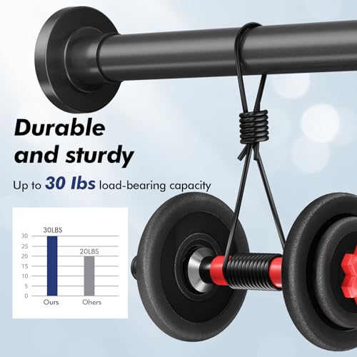 Black Shower Curtain Rod Tension 30 to 92 Inch,1 Inch Diameter Adjustable Tension Curtain Rod No Drilling,Shower Rods for Bathroom,No Rust - color: Black, size: 30" to 92"