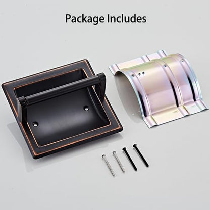 Oil Rubbed Bronze Recessed Toilet Paper Holder,Pivoting Toilet Tissue Holder,Made of SUS304 Stainless Steel, in Wall Toilet Paper Holder with Bracket - color: Oil Rubbed Bronze