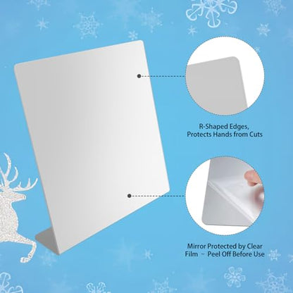 5 Pcs Counter Top Mirror, 8.5 x 9 Inch Acrylic Freestanding Tabletop Vanity Single Sided Mirror, for Bathroom, Bedroom, Office, Dorm