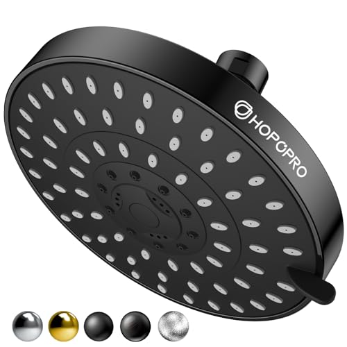 High Pressure Shower Head, HOPOPRO 5-Mode Fixed Showerhead, NBC Recommended | The Washington Post, NBC News, Today TV Show Recommended, Consumer Reports Tested High Flow Fixed Shower Head (6 Inch Black) - color: Matte Black Modern, style: 6 Inch Modern