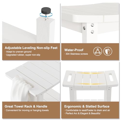 HIPS Shower Benches for Inside Shower, Shower Stool with Space-Efficient Storage Shelf, Waterproof Shower Chair Seat for Spa Bathroom(White) - color: White