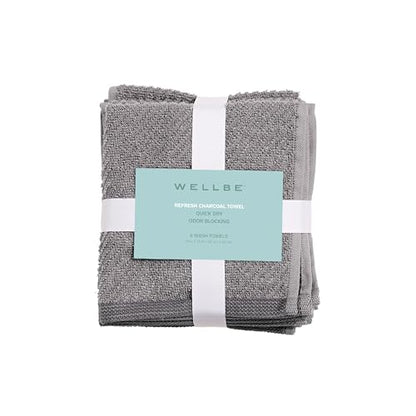 Wellbe 6-Piece Washcloth Set, Quick Dry, Absorbent, Soft, 13” x 13”, Grey - color: Grey, size: 6-Piece Washcloth Set