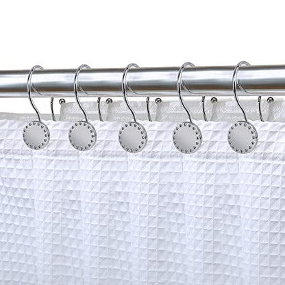 Utopia Alley Shower Hooks, Double Shower Curtain Hooks for Bathroom, Crystal Design, Set of 12 Polished Chrome - color: Chrome