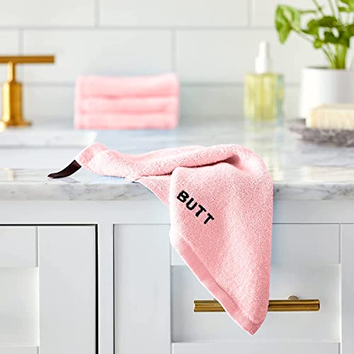 Crafty Cloth Gentle Backside Towel – Premium Bamboo Viscose Bidet Washcloth for Sensitive Skin – Reusable Personal Cleansing Cloth with Hanging Loop – Pink, 12x12 Inch - color: Pink, size: Embroidered 4-Piece Set