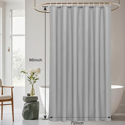AooHome 96 inch Extra Long Shower Curtain Liner, Polyester Bathroom Curtain for Hotel with Hooks, Waterproof, Weighted Hem, Light Gray, 72 Width x 96 Height inch - color: Light Grey, size: 72"W x 96"L (Pack of 1)
