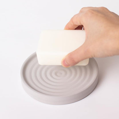 Home Bathroom Kitchen Use Diatomite Round Tray Ceramic Fast Dry Soap Holder (One Unit Light Grey) - color: Light Grey