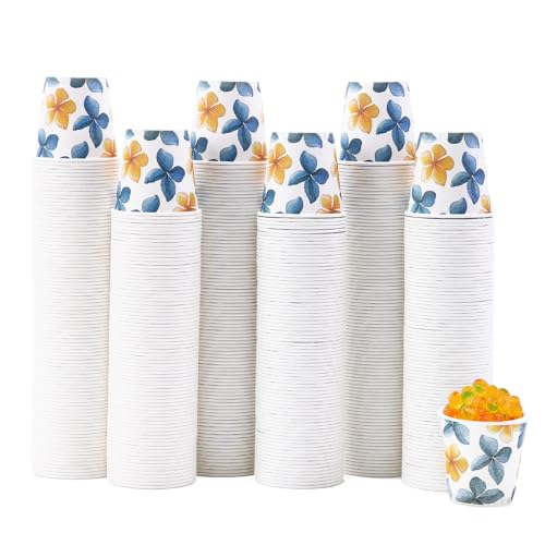 Tamone 600 Pack 3 oz Bathroom Cups, Small Paper Cups Flower Design, Mouthwash Cups, Disposable Paper Cups,3oz Paper Cups for Party, Picnic, BBQ, Travel, Home and Event - color: Blue