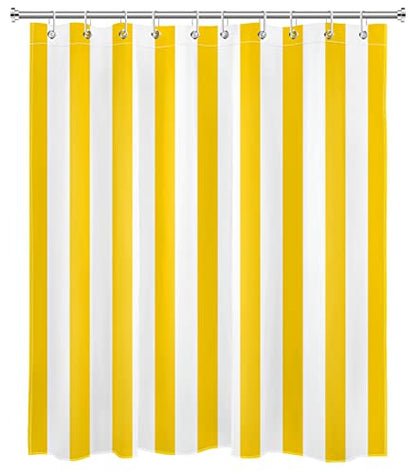 LB Yellow and White Shower Curtain for Bathroom, Modern Striped Bathroom Curtains Geometric Patterns Vertical Stripe Washable Polyester Fabric Bathroom Shower Curtains with Hooks, 60x72 Inch - color: Yellow, size: 60"W x 72"L (Pack of 1)