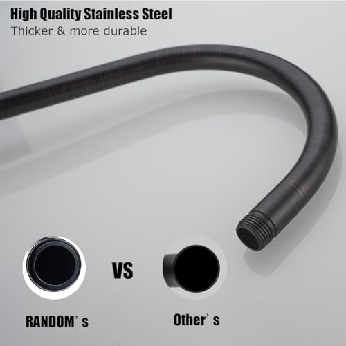RANDOM S Shaped Shower Head Riser Pipe,Goose Neck Shower Arm 13 Inch Shower Head Extension Arm with Flange,Standard 1/2" Connection,Oil Rubbed Bronze.RD-91098-13ORB - color: Oil Rubbed Bronze