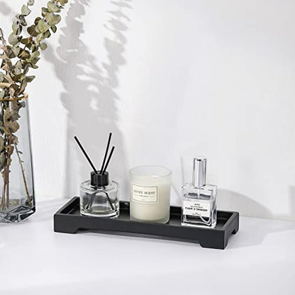 Luxspire Marble Tray for Soap Dispenser Perfume Jewelry, S, Marble Black | 11 x 4 inch, non-slip waterproof resin, easy wipe clean, fits bath kitchen vanity, holds jewelry toiletries soap - color: C - Black, style: Small