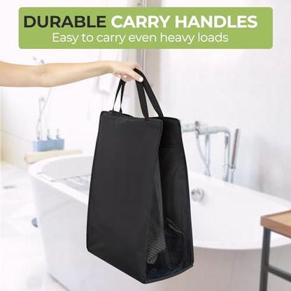 FENTEC 1 Pack Black Hanging Laundry Hamper，Laundry Hamper Bag with Handles | Hanging Laundry Basket, Slim Laundry Hamper Bag, Portable Hanging Closet Hamper, Mesh Heavy Duty Hanging Laundry Bag - color: Black, size: 1 Pack-one Section