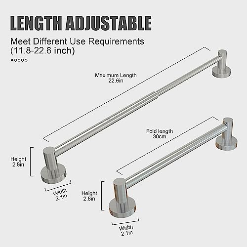 Towel Bar - Adjustable 304 Stainless Steel Towel Holder for Bathroom | Sturdy and Rustproof Wall Mounted Towel Rack for Bathroom Accessories(11.8inch-22.6inch) , Silver - color: Silver