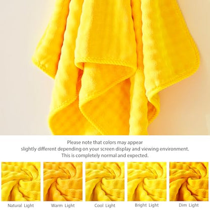 COZYART Lint Free 8 Pcs Bathroom Towels Set Ultra Soft Microfiber Yellow | Ultra Fluffy, Thick, Highly Absorbent, Fast Dry, No Shedding, No Pilling, Fade Resistant, Durable, Long-lasting - color: Yellow