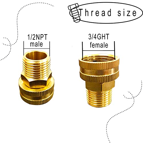 YOUHO Garden Hose Adapter Garden Hose to Pipe Fittings Connect, Garden Pipe Joint Extension Repair Fitting (1/2NPT(M) to 3/4 GHT(F) 2pcs) - size: 2PCS 1/2NPT(M) to 3/4GHT(F)
