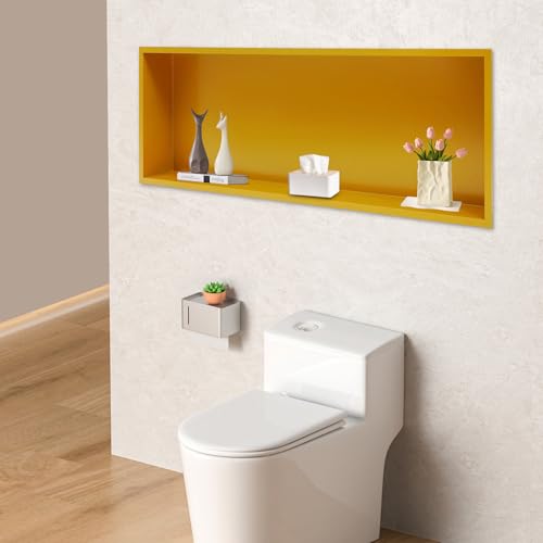 Led Shower Niche, 36" x 12" 304 Stainless Steel Bathroom Wall Niche No Tile Needed, Insert Recessed Shower Shelf for Storage, 44lbs Capacity, Warm Color Light (Gold)
