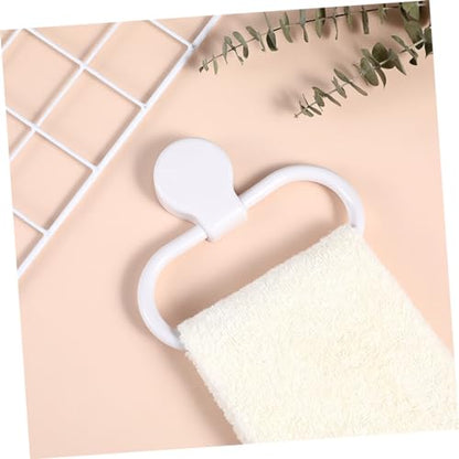 SHINEOFI 2Pcs Adhesive Hand Towel Ring No Drill Towel Holder for Bathroom and Kitchen Durable Wall Mounted Towel Rack Easy Install Towel Shelf Space Saving Design