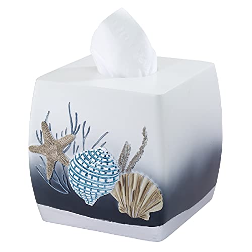 Avanti Linens – Bathroom Accessory, Resin Countertop Accessories, Oceanscape Inspired Bathroom Decor (Blue Lagoon Collection) - size: Tissue Box Cover