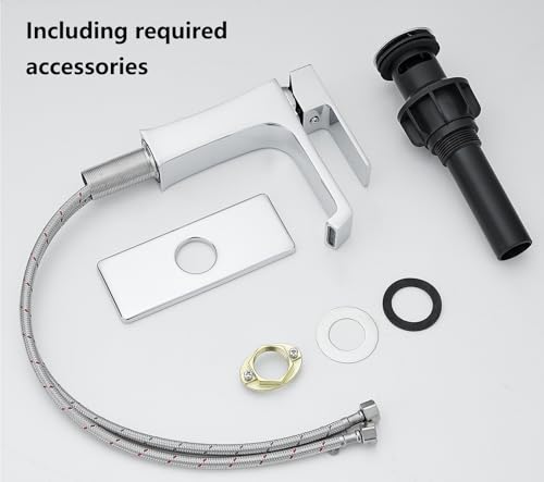 Waterfall Bathroom Faucet Chrome Bathroom Sink Faucet, Modern Single Hole Bathroom Faucet, Single Handle RV Sink Vanity Faucet—Includes Pop-Up Drain, Suitable for 1-Hole or 3-Hole - color: Chrome