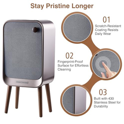 Motion Sensor Touchless Trash Can for Living Room Bedroom, 5.3 Gallon/20L Automatic Stainless Steel Slim Tall Garbage Can with Butterfly Lid&Legs, Eclipse Grey - color: Grey
