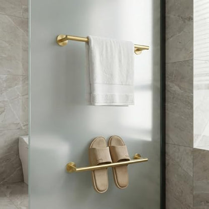 Self Adhesive Towel Bar,16" Brushed Gold No Drill Bathroom 304SS Towel Holder - color: Brushed Gold, size: 15.7 Inch