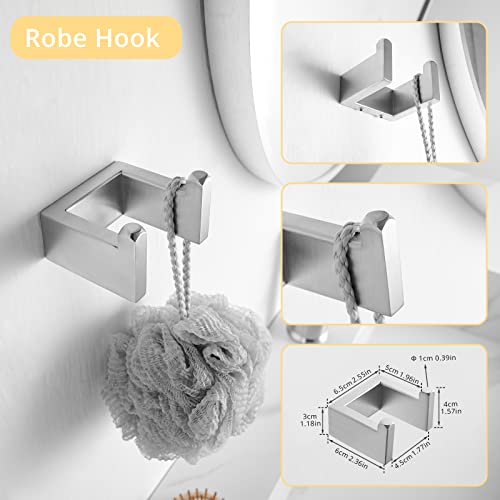 Fapully 23.6-Inch 6 Piece Bathroom Hardware Accessories Set Brushed Nickel | Stainless Steel Wall Mounted Include Towel Bar,Hand Towel Holder,Toilet Paper Holder,Robe Towel Hook,Coat Hook,Towel bar set - color: Brushed Nickel, style: 6 Piece
