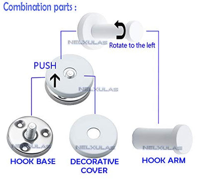 Classic White Stainless Steel Single Super Heavy Duty Wall Mount Hook, Coat Hanger, Bath Towel Hooks (2", 4 PCS) - size: 2" , 4 PCS