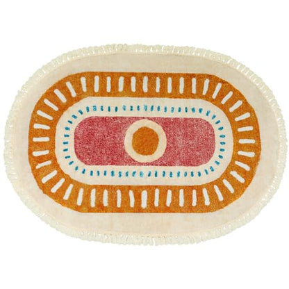 Lukinbox Boho Bathroom Rugs with Fringes, 2x3 Small Oval Washable Sun Area Rug for Bedroom, Ultra Soft Non-Slip Rainbow Throw Rug for Kids Room Nursery Entryway Kitchen - size: 2' x 2'11" (Oval)