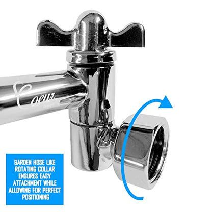 16-Inch Extra Long Shower Extension Arm. Solid Brass. Height/Angle Adjustable With a Unique Locking Gear for a Perfect Position Every time. Holds All Showerhead Sizes. - color: Chrome