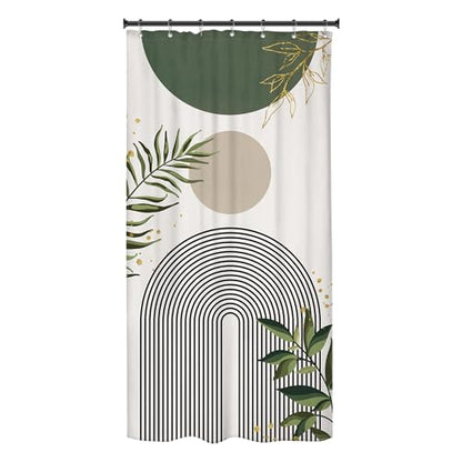 Small Stall Half Single Green Boho Bathroom Shower Curtain Set | Sage Bohemian look; 36"W x 72"L. waterproof HD print, quick-dry fabric and free hooks for easy setup. - color: A-01green, size: 36"W x 72"L (Pack of 1)