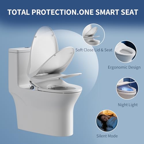 Electric Bidet Toilet Seat Elongated Warm Water Bidet With Dryer | Luxury Smart Bidet with LED Display Panel, Adjustable Pressure, Steel Nozzle, Soft-Close, Wireless Remote, for Villa & Family
